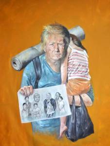 一位敘利亞藝術家，將各國領導人繪製成難民，喚起更多人對戰爭的反思...