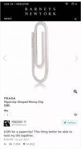 Prada出了一款回形針，185美元...網友們此刻，心如止水....