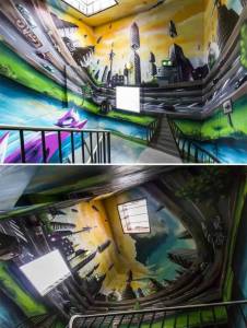 100個塗鴉藝術家用三個星期把學生宿舍變了一個樣，出來的效果簡直驚呆...