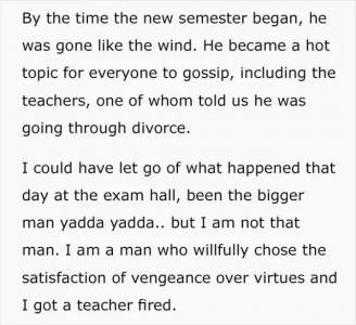 考試中老師不借他一支筆，他令老師丟了工作，和老婆離婚...這是一個特殊的復仇故事...